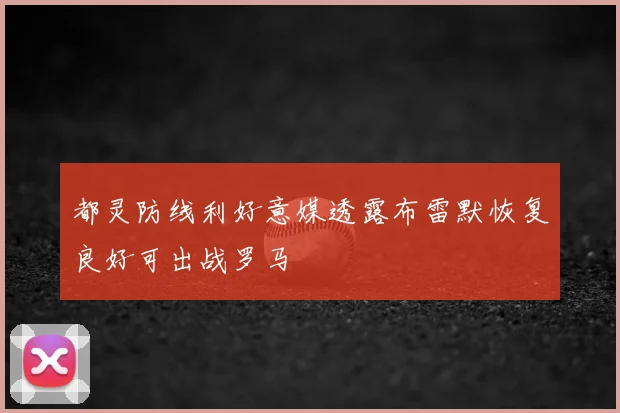 都灵防线利好意媒透露布雷默恢复良好可出战罗马